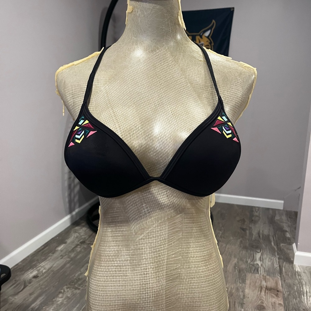 PINK black bikini top